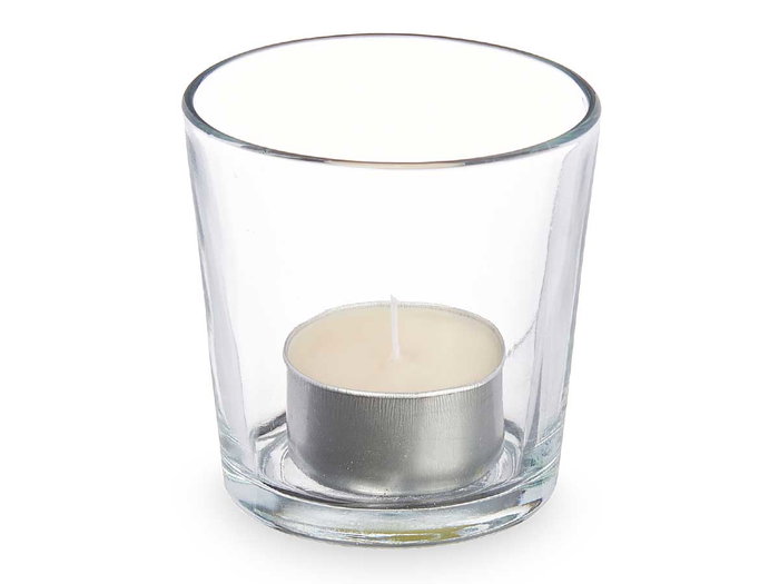 Acorde Bougeoir Tealight Vanille 6h - Blanc Verre 7x7x7cm (Set de 12)