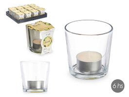 Acorde Bougeoir Tealight Vanille 6h - Blanc Verre 7x7x7cm (Set de 12)