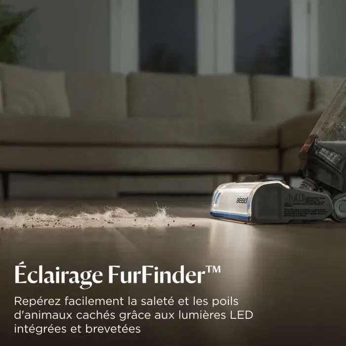 Bissell CrossWave OmniFind Select Aspirateur Laveur Sans Fil 3-en-1 avec LED FurFinder Détection de Saletés et Poils d'Animaux pour Tous Sols