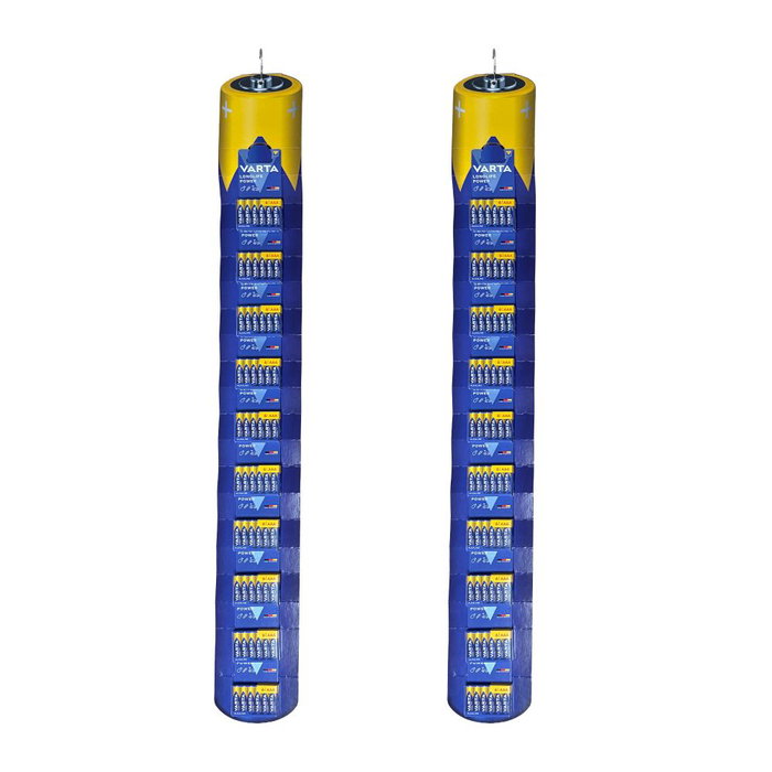 Varta Pile alcaline Longlife Power AAA - LR03, lot de 120 piles (10 blisters de 6) + 2 tiroirs présentoirs, 11 x 100 x 2 cm Varta Pile alcaline Longlife Power AAA - LR03, lot de 120 piles (10 blisters de 6) + 2 tiroirs présentoirs, 11 x 100 x 2 cm