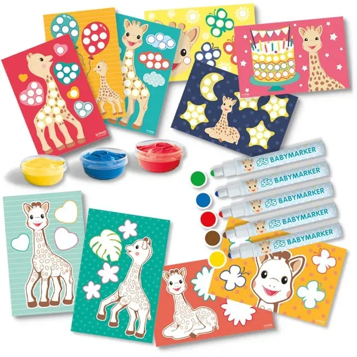 SES CREATIVE Kit créatif Sophie la girafe - Coloriage et peinture pour enfants dès 1 an - Activité éducative - Cadeau - Idéal à partir de 12 mois