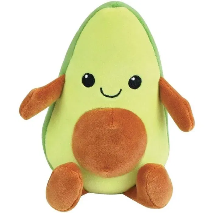Jemini Cagette de 6 Peluches Fruits et Légumes Douces et Lavables - Avocat, Ananas, Champignon, Citrouille, Fraise, Pastèque, environ 17 cm - Jouet Ludo-Éducatif