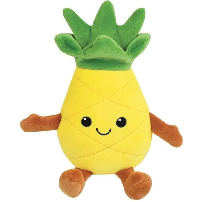 Jemini Cagette de 6 Peluches Fruits et Légumes Douces et Lavables - Avocat, Ananas, Champignon, Citrouille, Fraise, Pastèque, environ 17 cm - Jouet Ludo-Éducatif