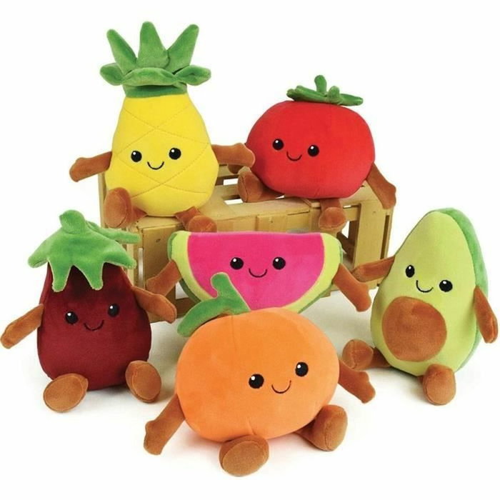 Jemini Fruity's Cagette de 6 Peluches Fruits et Légumes