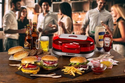 Ariete 205/00 Machine à Hamburgers Party Time Rouge - Machine à Hamburgers Compacte avec Plaques Antiadhésives Ariete 205/00 Machine à Hamburgers Party Time Rouge - Machine à Hamburgers Compacte avec Plaques Antiadhésives
