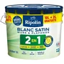 Ripolin - Peinture Murs et Plafonds 2 en 1 Ultra-Couvrante Blanc Satin avec sous-couche intégrée - 10L + 2L offerts