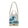 ERIK Sac shopping coton bio La Grande Vague de Kanagawa de Hokusai - 28x40 cm avec 2 anses courtes, 2 anses longes et doublure intérieure - 80% coton bio, 20% polyester