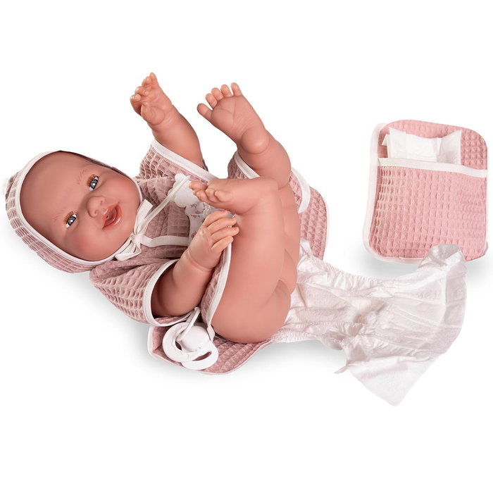 Muñecas Antonio Juan Poupée Nouveau-Né Mía Interactive 42 cm Faisant Pipi - Capuche de Bain et Baignoire Incluses - Code 50417