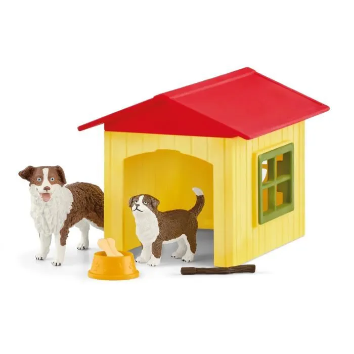 Schleich 42573 Figurine Niche pour Chien FARM WORLD, Coffret pour Enfants de 3 Ans et Plus, Dimensions 18.8 x 8.2 x 14.7 cm