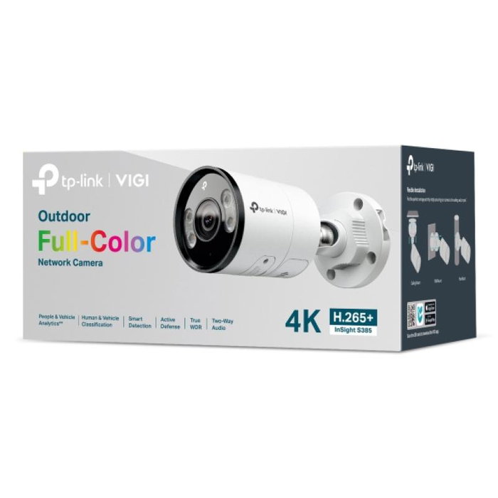 TP-LINK Caméra IP InSight S385 4mm - Caméra de surveillance intérieure/extérieure avec détection de mouvement et vision nocturne