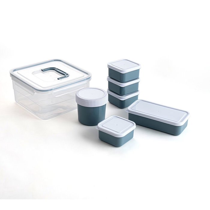 Quid Set 7 Récipients Hermétiques Plastique Minimal (3200 mL, 500 mL, 470 mL, 200 mL) Verts, Adaptés Micro-ondes et Frigo