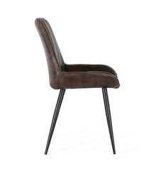 Giner y Colomer - Fauteuil en cuir véritable et métal, marron foncé - 87x53x63 cm - Détails artisanaux et finition avec nœuds naturels du bois