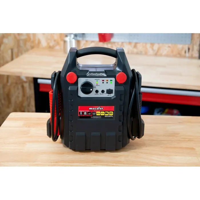 MECAFER Booster de démarrage MB 901 - 900A - 12V - 17Ah - 3 diodes témoins de charge - Lampe de secours