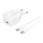 Belkin Chargeur Mural USB C 25W Power Delivery avec Câble USB C vers USB C 1m Blanc WCA012KQ1MWH-B6