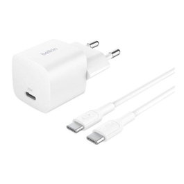Belkin Chargeur mural USB-C PD 25 W avec câble USB-C vers USB-C 1 m Blanc