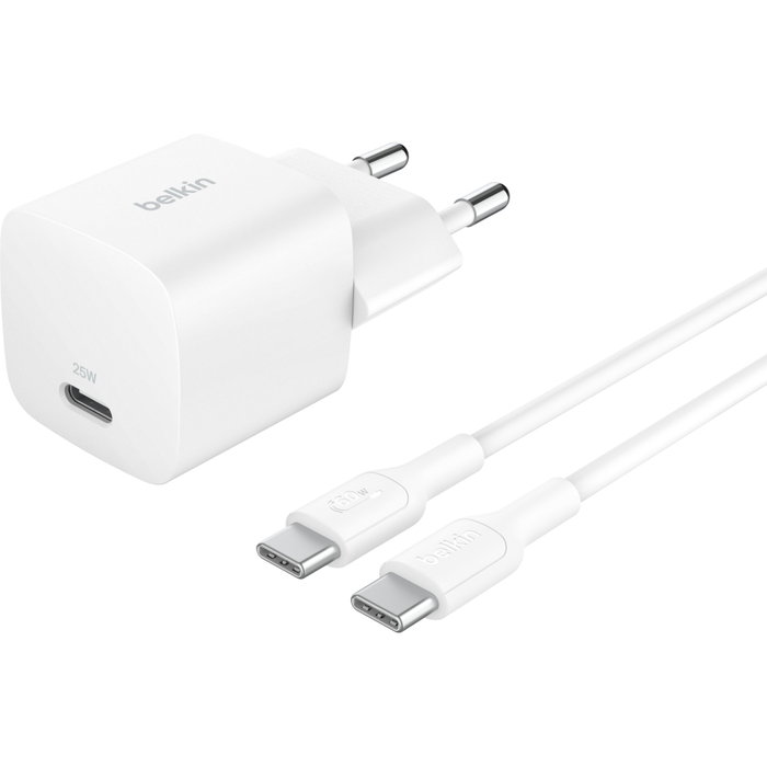 Belkin Chargeur de secteur 25 W USB-C avec câble USB-C de 1 m - Blanc
