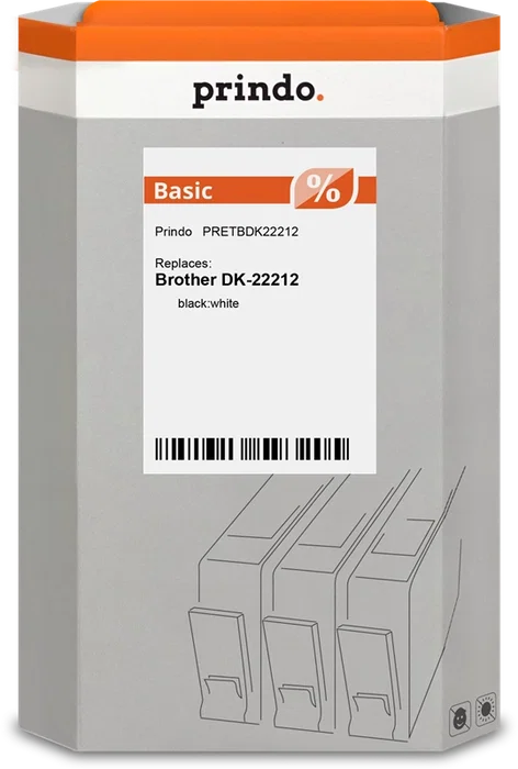 Prindo DK-22212 Étiquettes continues 62mm x 15,24m Noir sur blanc