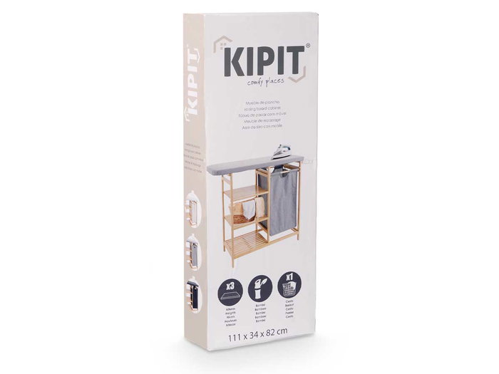 Kipit Planchero Bambou Tiroirs Gris 89 x 12,5 x 34 cm