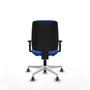 PIQUERAS Y CRESPO Chaise Alares Synchrone/Traslack Tissu Bleu Structure Polyamide Blanc Accoudoir 1D sans appui-tête avec roulettes 65mm pour moquette