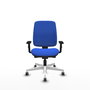 PIQUERAS Y CRESPO Chaise Alares Synchrone/Traslack Tissu Bleu Structure Polyamide Blanc Accoudoir 1D sans appui-tête avec roulettes 65mm pour moquette