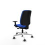 PIQUERAS Y CRESPO Chaise Alares Synchrone/Traslack Tissu Bleu Structure Polyamide Blanc Accoudoir 1D sans appui-tête avec roulettes 65mm pour moquette