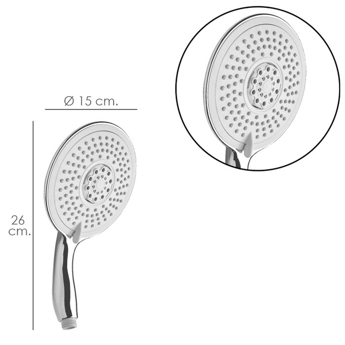 MAURER Pommeau de douche XXL 3 positions chromé