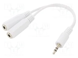 GEMBIRD Câble Jack 3,5mm 3pin vers 2 socles Jack 3,5mm, 0,1m, blanc
