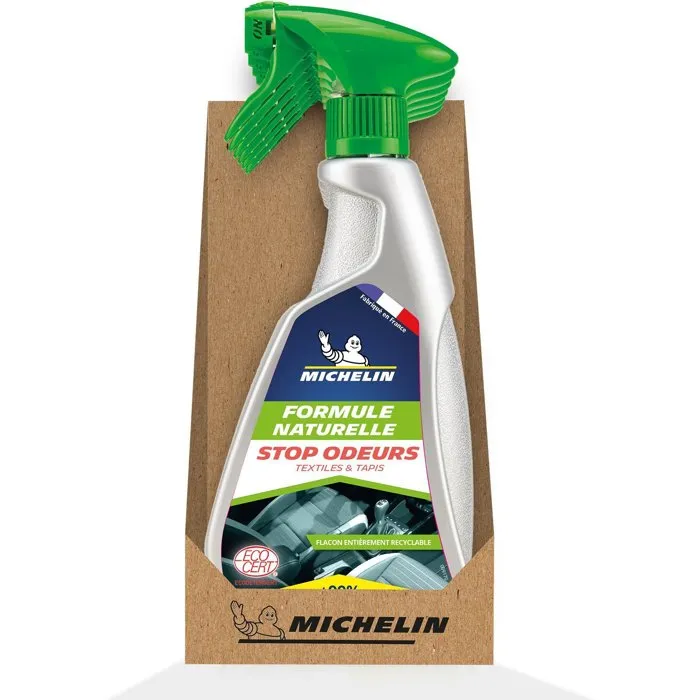 Michelin - Stop-Odeurs Formule Naturelle - Spray d'intérieur auto 500 ml - Élimine odeurs tabac, animaux - Ecodétergent certifié ECOCERT Michelin - Stop-Odeurs Formule Naturelle - Spray d'intérieur auto 500 ml - Élimine odeurs tabac, animaux - Ecodétergent certifié ECOCERT