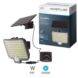 HomePluSS Applique solaire LED Kanpa 6W 6500K avec capteur de mouvement et crépusculaire, Noir