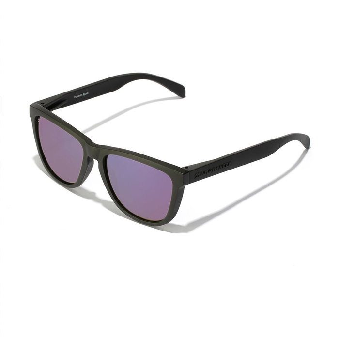 Northweek Lunettes de Soleil Rectangulaires Polarisées Noir Mat Unisexe Verres Lila 1 unité