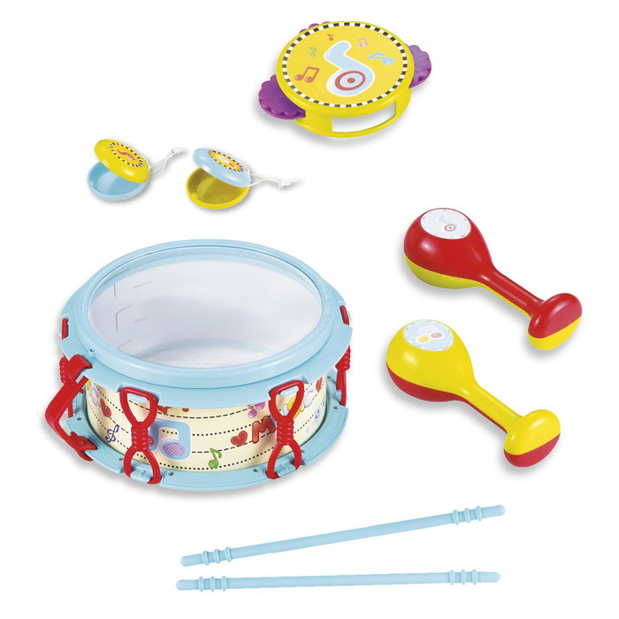 TACHAN Set Musical Ml6601 - 6 Instruments en Un (Tambour, Maracas, Castagnettes, Pandereta) pour Enfants à Partir de 2 Ans