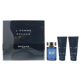 Rochas Coffret Parfum Pour Homme L'Homme Rochas avec Eau de Toilette 100 ml, Gel Douche Hydratant 100 ml et Baume Après-Rasage Hydratant 100 ml