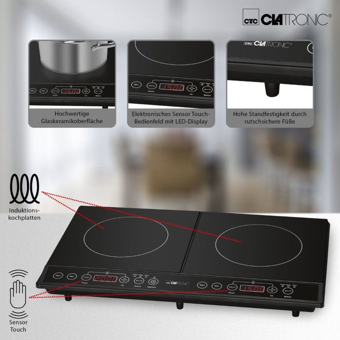 Clatronic DKI 3609 Plaque à induction double noire