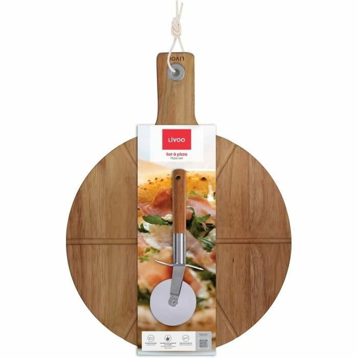 Livoo Set à pizza MES158 en bois d'acacia avec roulette Livoo Set à pizza MES158 en bois d'acacia avec roulette