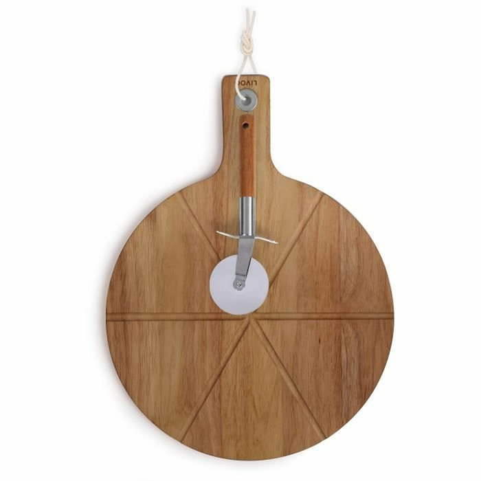 Livoo Set à pizza MES158 en bois d'acacia avec roulette Livoo Set à pizza MES158 en bois d'acacia avec roulette