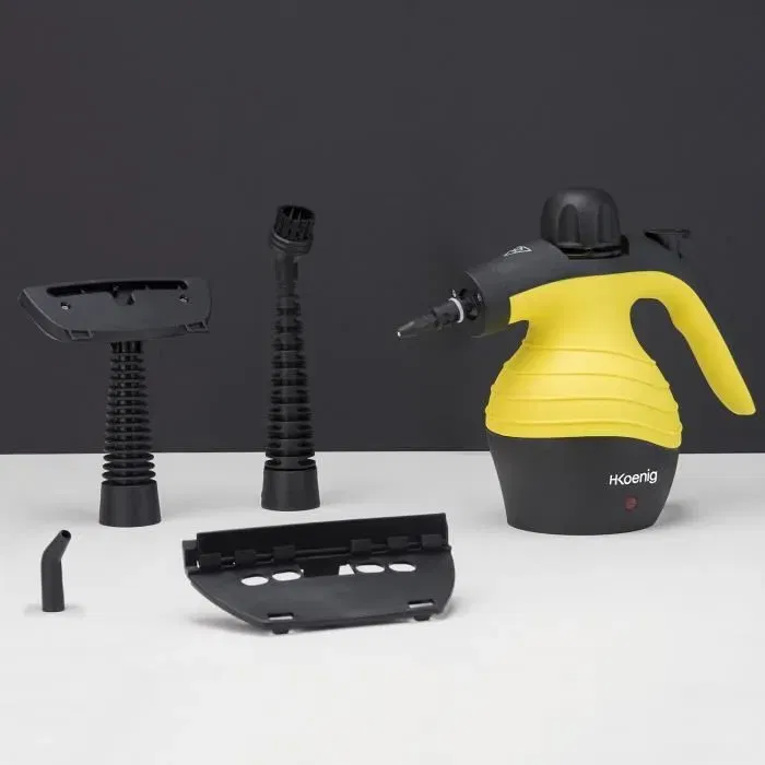 Hkoenig Nettoyeur vapeur à main - 4.2 bars max - 300 ml - Jaune avec accessoires - Idéal surfaces et endroits difficiles d'accès