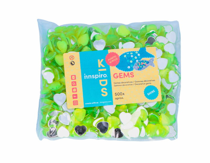 Innspiro Gemmes décoratives acryliques cœur jaune fluo 14x14mm 500u. approx. avail. 