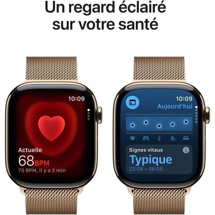 Apple Watch Series 11 GPS + Cellular - 46mm - Boîtier Gold Titanium - Bracelet Gold Milanese Loop - M/L Apple Watch Series 11 GPS + Cellular - 46mm - Boîtier Gold Titanium - Bracelet Gold Milanese Loop - M/L