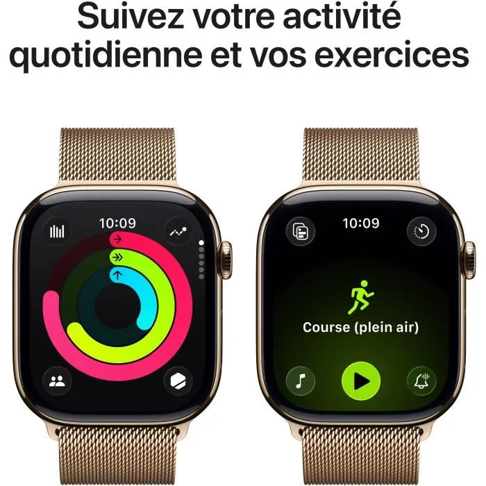 Apple Watch Series 11 GPS + Cellular - 46mm - Boîtier Gold Titanium - Bracelet Gold Milanese Loop - M/L Apple Watch Series 11 GPS + Cellular - 46mm - Boîtier Gold Titanium - Bracelet Gold Milanese Loop - M/L