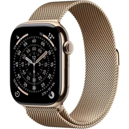Apple Watch Series 11 GPS + Cellular - 46mm - Boîtier Gold Titanium - Bracelet Gold Milanese Loop - M/L
