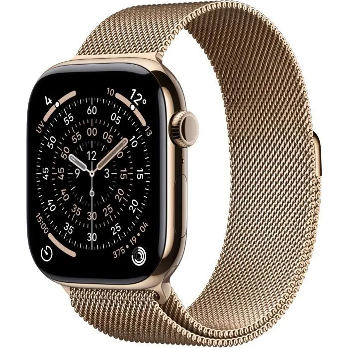 Apple Watch Series 11 GPS + Cellular - 46mm - Boîtier Gold Titanium - Bracelet Gold Milanese Loop - M/L Apple Watch Series 11 GPS + Cellular - 46mm - Boîtier Gold Titanium - Bracelet Gold Milanese Loop - M/L