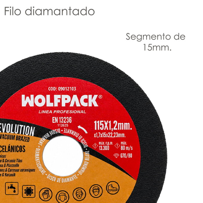 WOLFPACK LINEA PROFESIONAL Disco Diamante Evolution Ø 115 mm