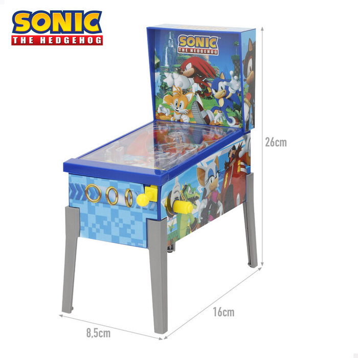 SEGA Mini Arcade Pinball Sonic the Hedgehog - Table de flipper avec lumières et sons - Taille : 20x16x8,5 cm - Pour âge 3 ans et plus