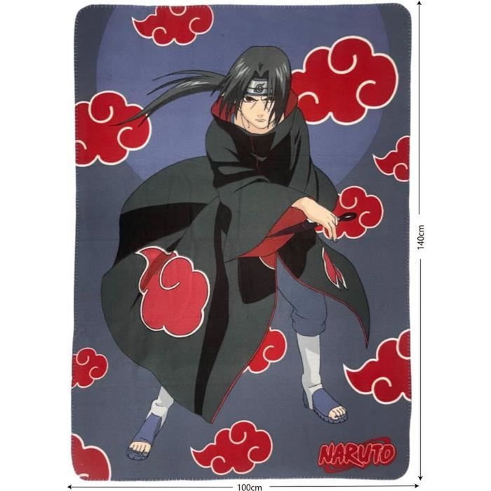 Naruto Plaid Polaire Itachi Uchiha Noir 100 x 140 cm