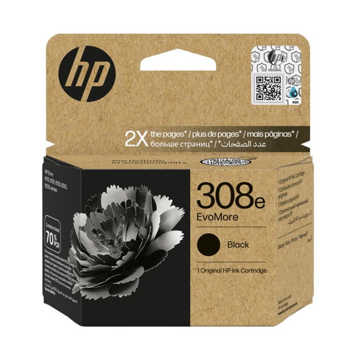 HP Cartouche d'encre 308E Evomore Noir Original - Compatible Envy 6110, 6120, 6130, 6520, 6530 HP Cartouche d'encre 308E Evomore Noir Original - Compatible Envy 6110, 6120, 6130, 6520, 6530