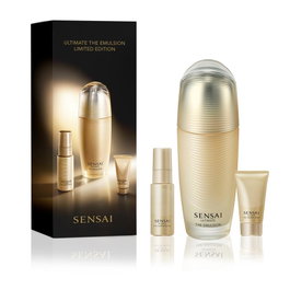 Sensai Ultimate coffret comprenant l'émulsion 100ml, l'huile nettoyante 20ml et le savon crémeux 8ml