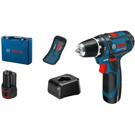 Bosch Professional GSR 12V-15 Perceuse-visseuse avec 2 batteries 2,0Ah, chargeur et 10 accessoires