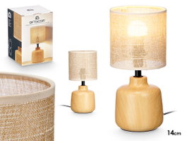 GIFTDECOR Lampe de table ronde effet bois Marron