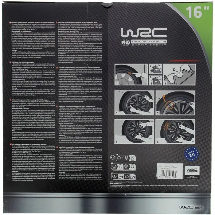 WRC Enjoliveurs de Roue 4 Pièces Bi-couleur 16 Pouces Noir Mat / Gris Argenté ABS Vernis Brillant WRC Enjoliveurs de Roue 4 Pièces Bi-couleur 16 Pouces Noir Mat / Gris Argenté ABS Vernis Brillant