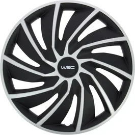 WRC - Lot de 4 enjoliveurs bi-couleur gris et noir 16 pouces - Look racing - Fixation simple par clips
